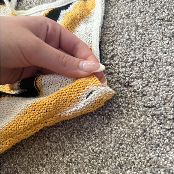 ZARA Crop Tank Tika Striped Crochet Knit Halter Tie Back Summer Cropped Top S - Picture 7 of 8